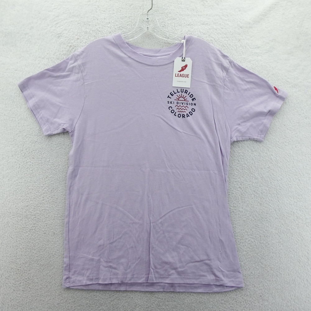 League‎ T-Shirt Mens Large Telluride Ski Division Colorado Purple Cotton Graphic